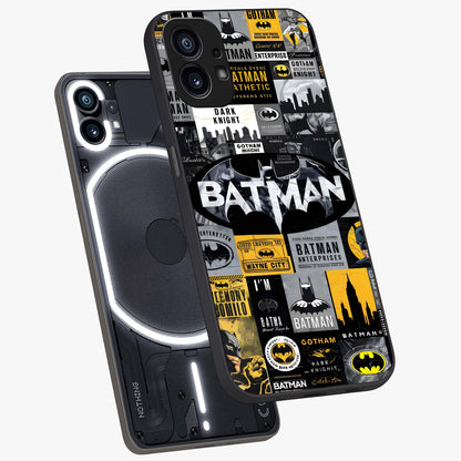 Knight Gotham Rise Glass Case displayed in angled mockup highlighting powerful knight silhouette design with dramatic aesthetic.