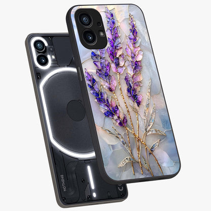 Lavender Dream Glow Glass Case displayed in angled mockup highlighting dreamy purple glow design with soft artistic style.