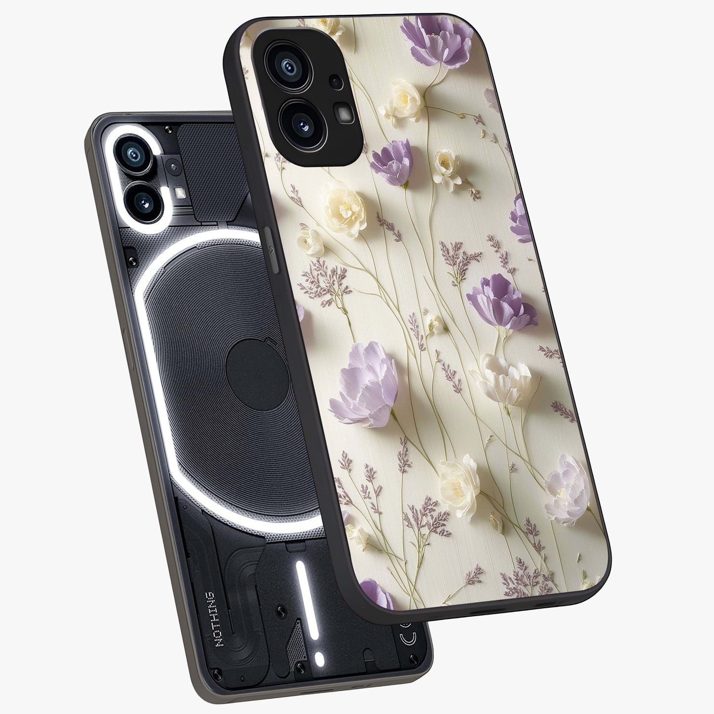 Lilac Breeze Harmony Glass Case displayed in angled mockup highlighting calm lilac breeze design with soothing aesthetic style.
