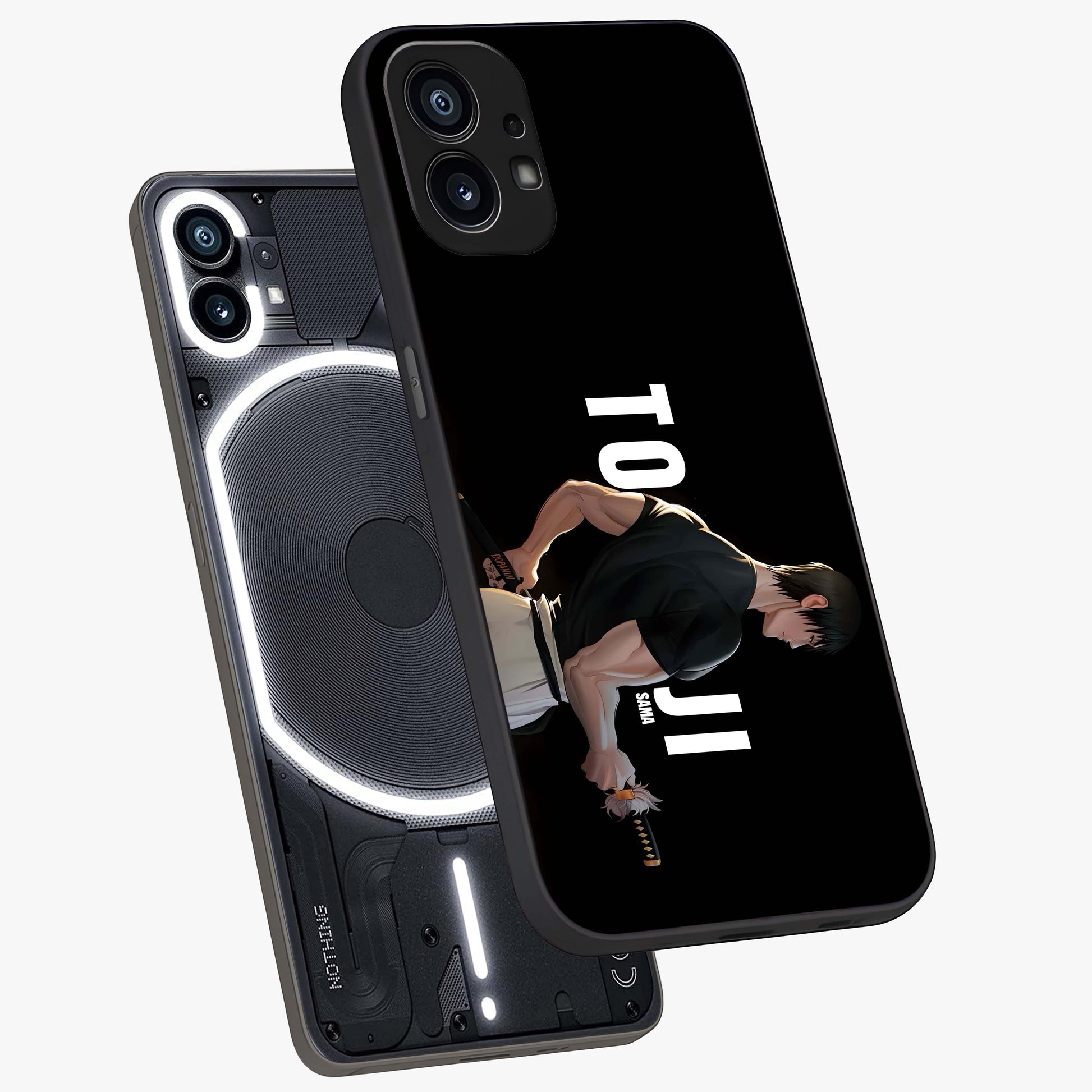 Midnight Blade Resolve Glass Case displayed in angled mockup highlighting powerful blade illustration with dramatic dark aesthetic.