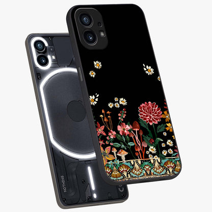 Midnight Bloom Pattern Glass Case displayed in angled mockup highlighting elegant flower design with midnight aesthetic style.