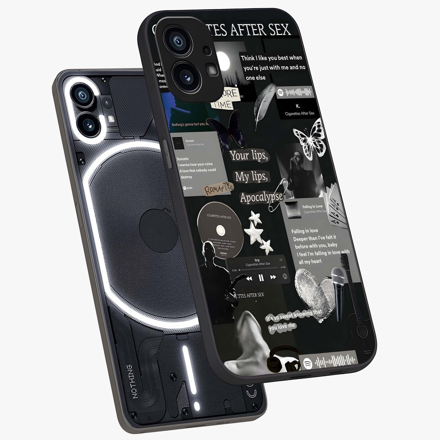 Midnight Love Echo Glass Case displayed in angled mockup highlighting elegant love inspired design with deep aesthetic style.