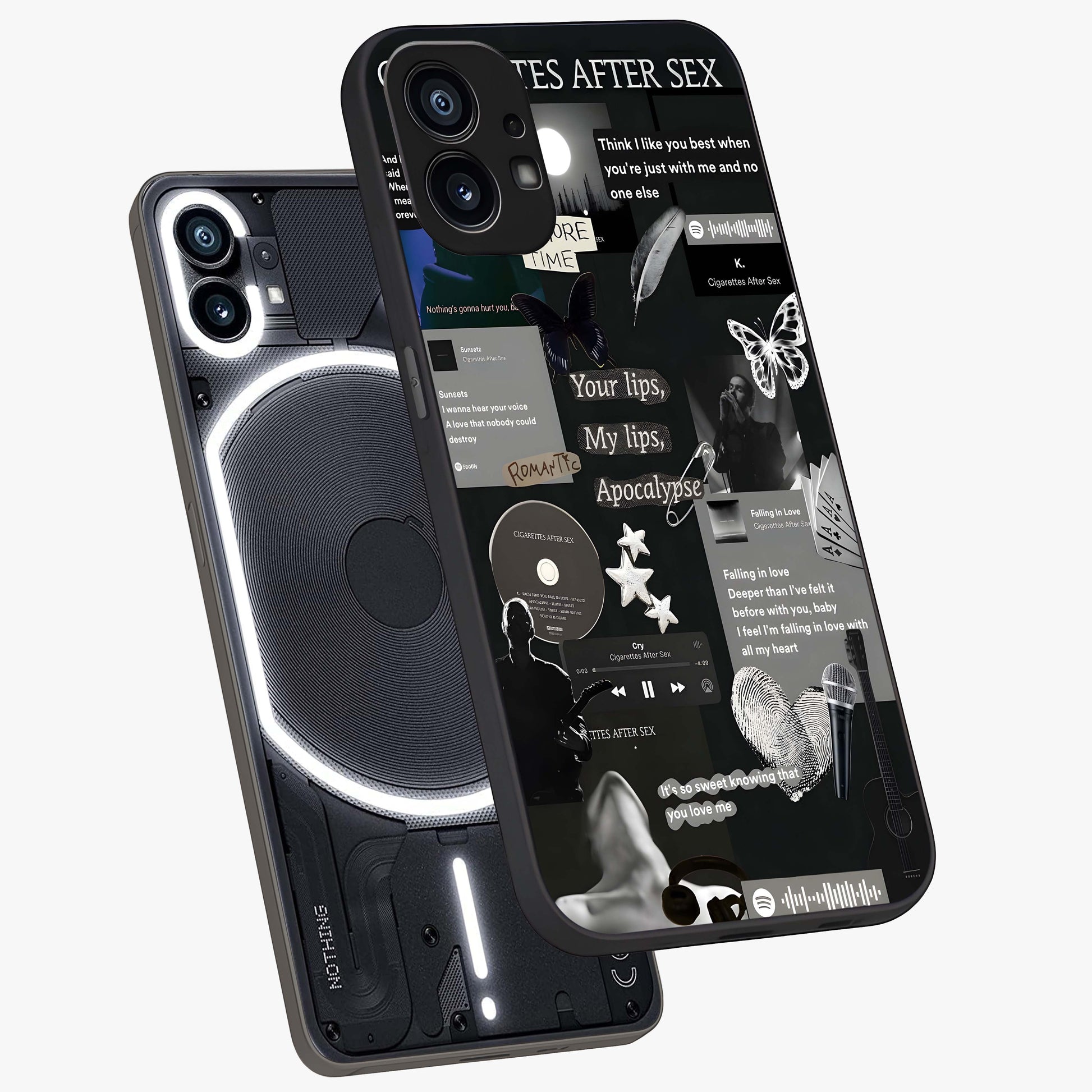 Midnight Love Echo Glass Case displayed in angled mockup highlighting elegant love inspired design with deep aesthetic style.
