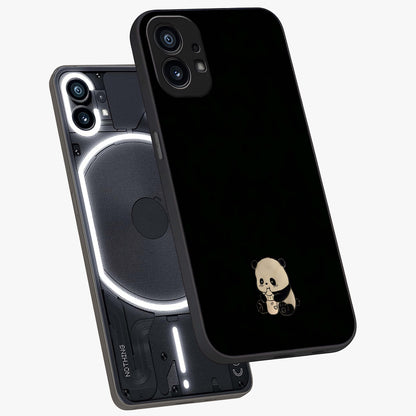 Midnight Panda Love Glass Case displayed in angled mockup highlighting adorable panda illustration with midnight aesthetic.