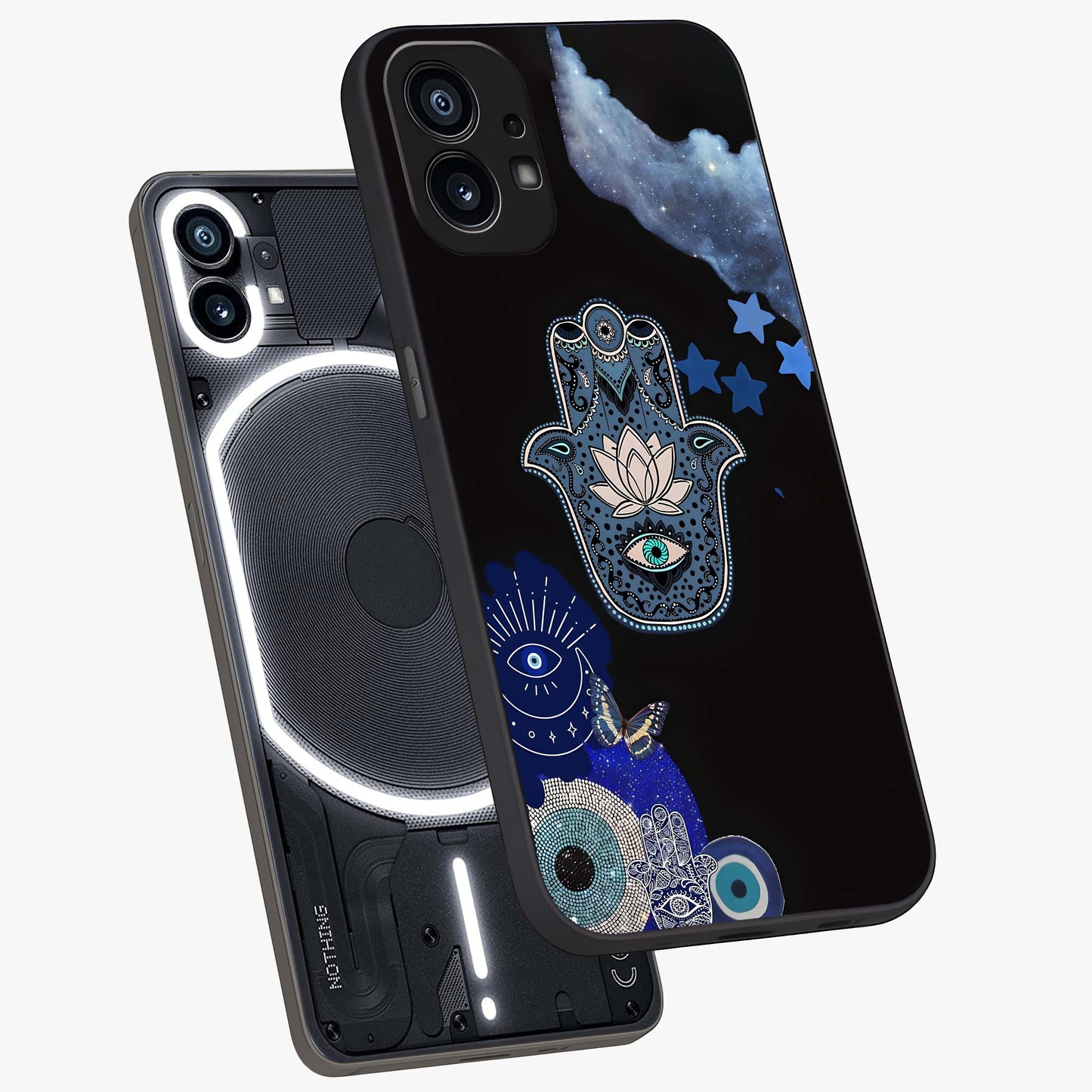 Mystic Hand Aura Glass Case displayed in angled mockup highlighting magical aura design with spiritual aesthetic style.