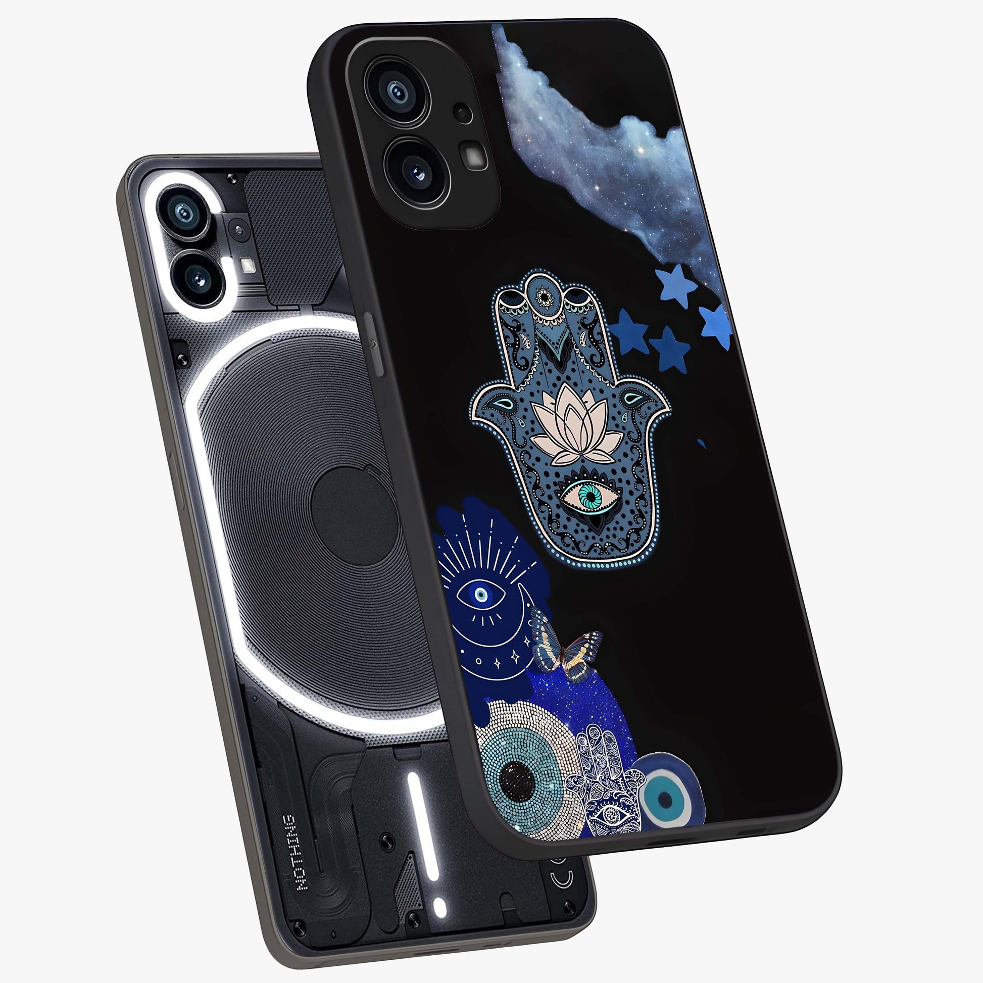 Mystic Hand Aura Glass Case displayed in angled mockup highlighting magical aura design with spiritual aesthetic style.