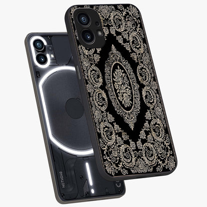 Noir Bloom Elegance Glass Case displayed in angled mockup highlighting refined flower design with stylish noir aesthetic.