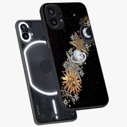 Pearls Universe Object Glass Case displayed in angled mockup highlighting celestial pearl design with dreamy aesthetic.