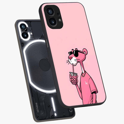 Pink Panther Glass Case displayed in angled mockup highlighting playful cartoon character design with vibrant pink aesthetic.
