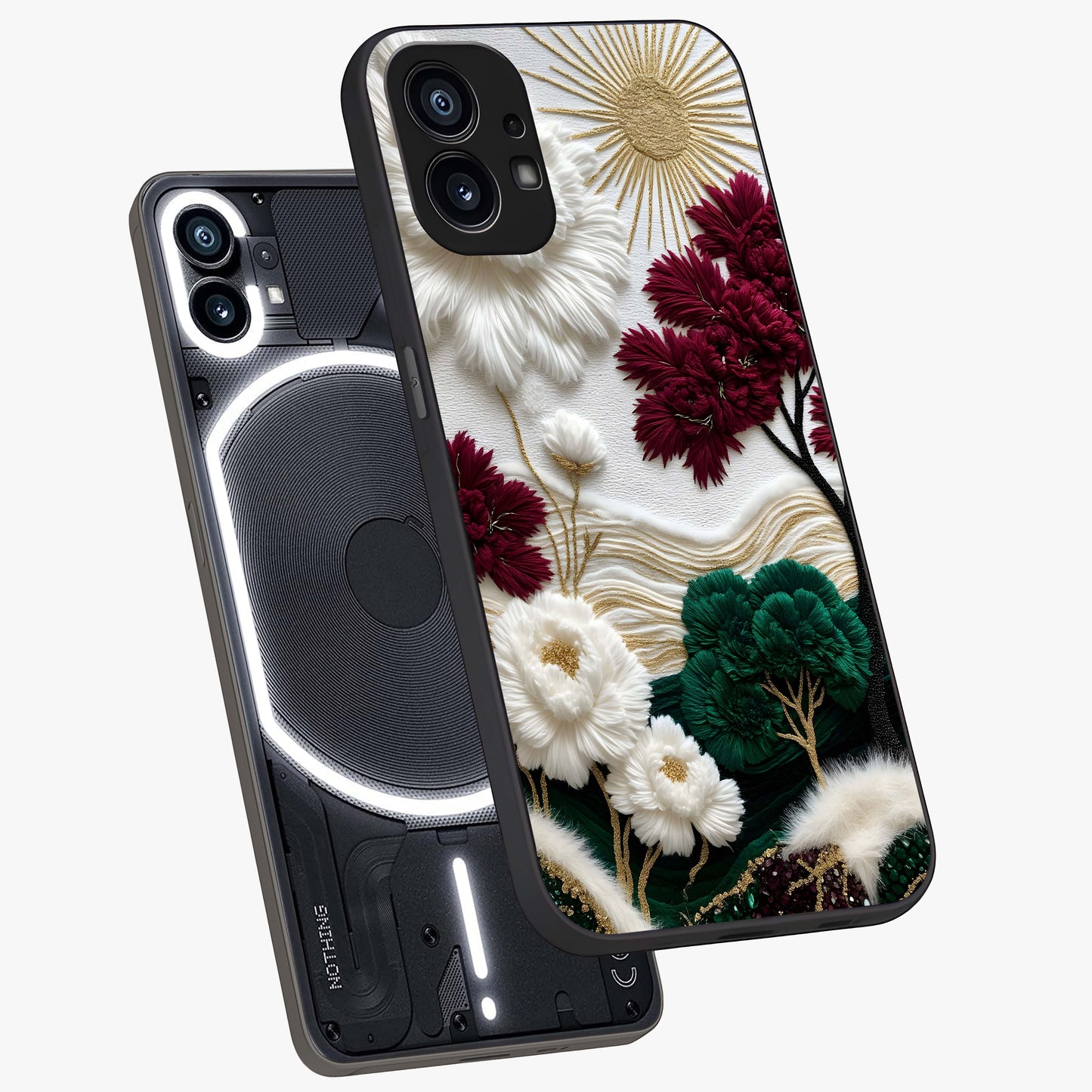 Radiant Bloom Elegance Glass Case displayed in angled mockup highlighting graceful floral design with radiant aesthetic style.