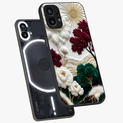 Radiant Bloom Elegance Glass Case displayed in angled mockup highlighting graceful floral design with radiant aesthetic style.