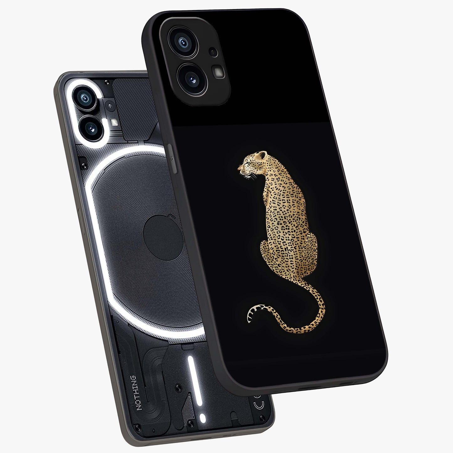 Regal Leopard Glass Case displayed in angled mockup highlighting powerful animal illustration with stylish wild aesthetic.