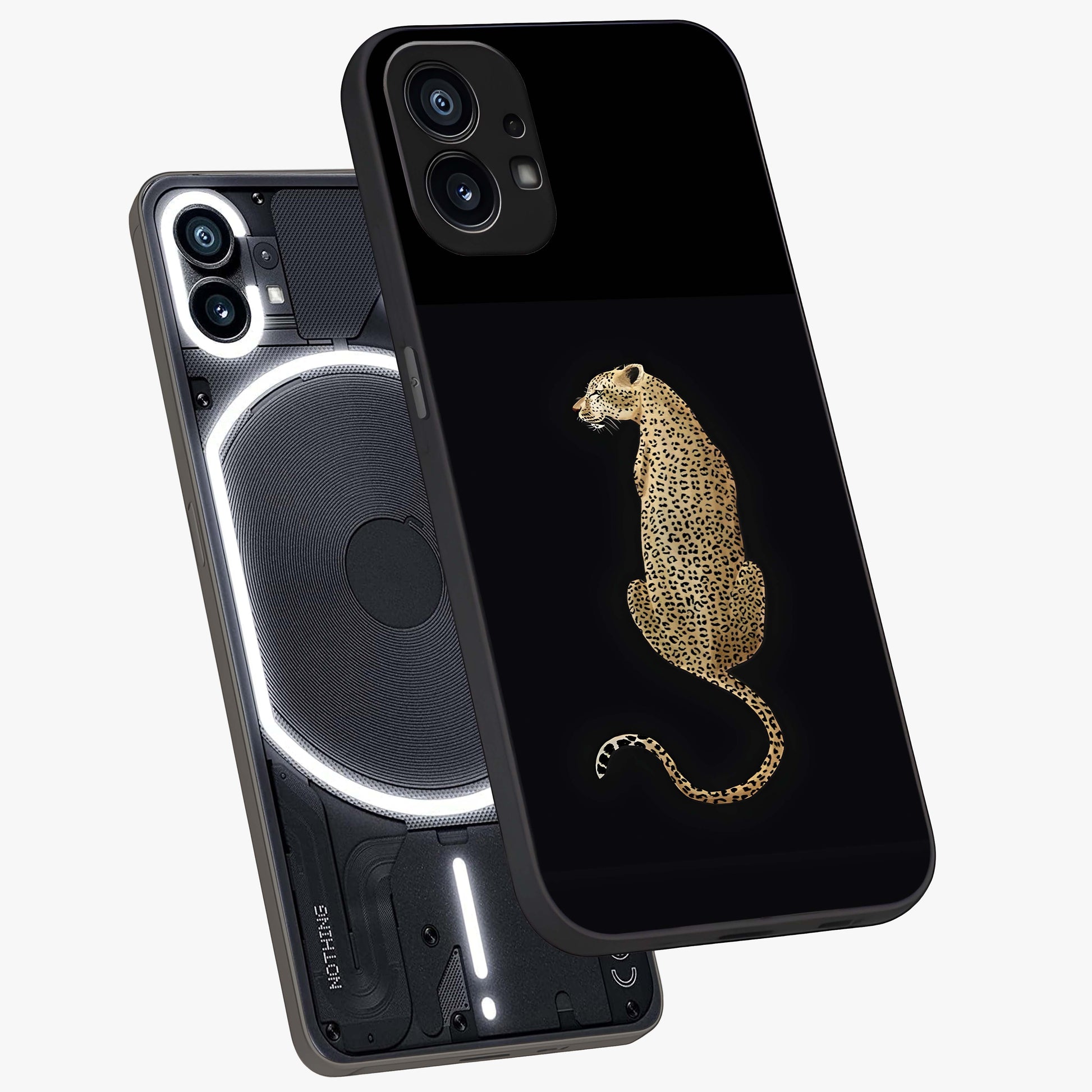 Regal Leopard Glass Case displayed in angled mockup highlighting powerful animal illustration with stylish wild aesthetic.