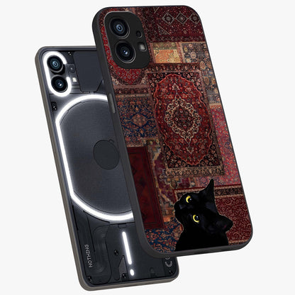 Regal Magic Cat Apple Glass Case displayed in angled mockup highlighting whimsical feline design with fantasy aesthetic.