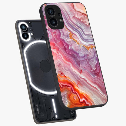 Rose Quartz Marble Glass Case displayed in angled mockup highlighting elegant marble pattern with soft aesthetic style.
