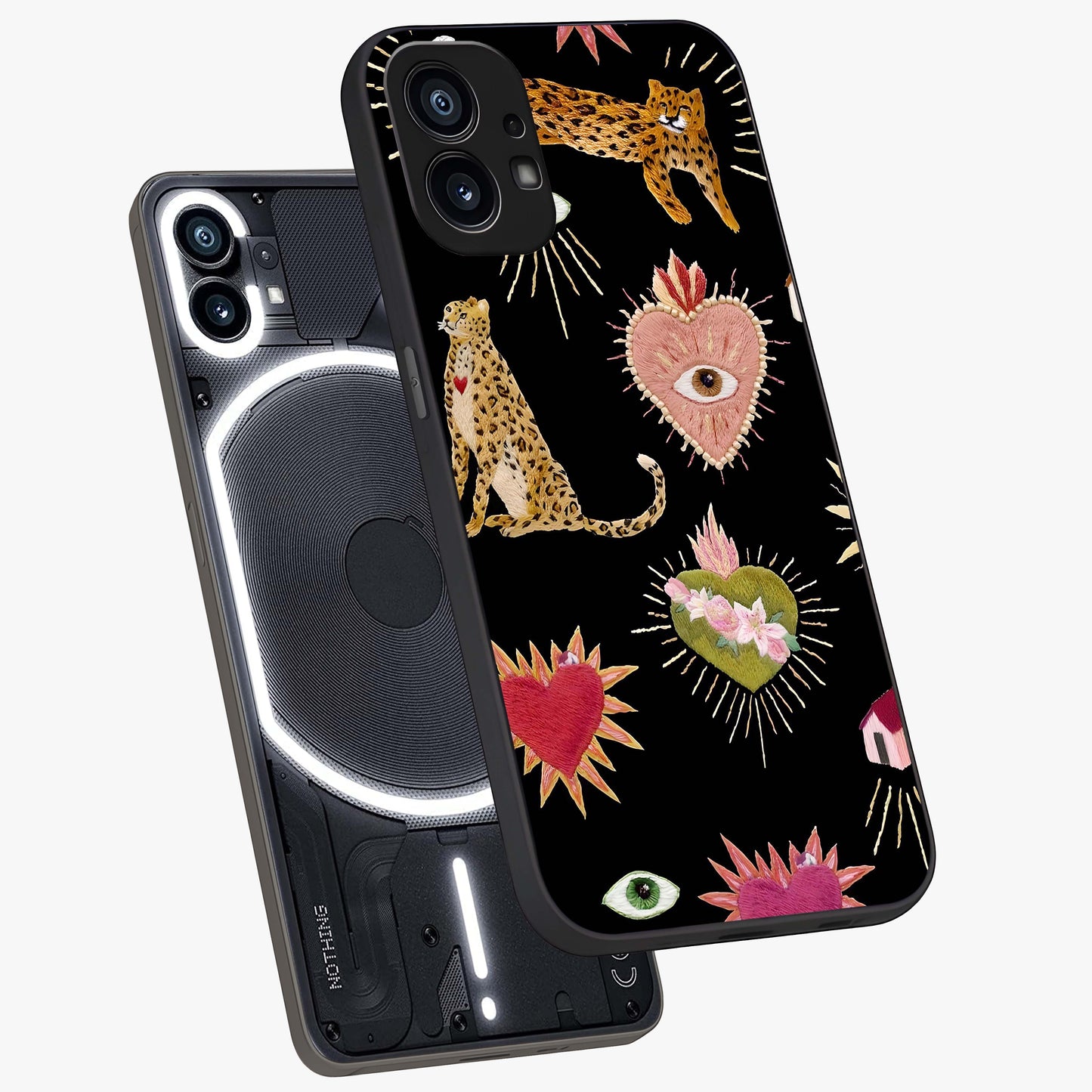 Sacred Jungle Heart Glass Case displayed in angled mockup highlighting lush tropical design with natural aesthetic style.