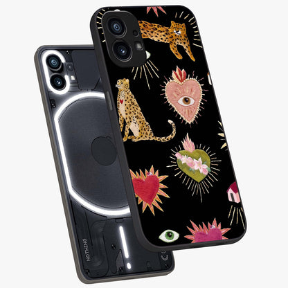 Sacred Jungle Heart Glass Case displayed in angled mockup highlighting lush tropical design with natural aesthetic style.