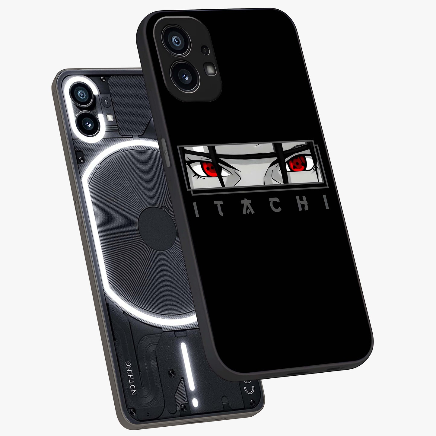 Scarlet Gaze Dominance Glass Case displayed in angled mockup highlighting intense visual design with bold scarlet aesthetic.