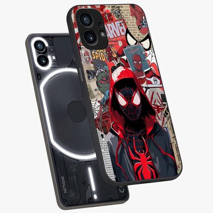 Spider Collage Street Glass Case displayed in angled mockup highlighting dynamic street style collage design with comic aesthetic.