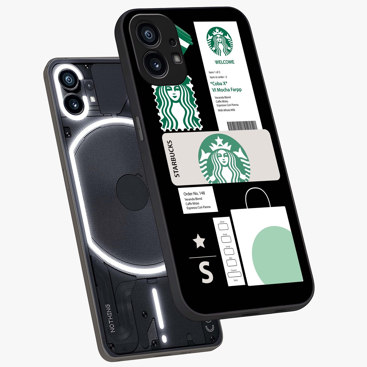 Starbucks Mocha Glass Case displayed in angled mockup highlighting stylish mocha themed design with cozy café aesthetic.