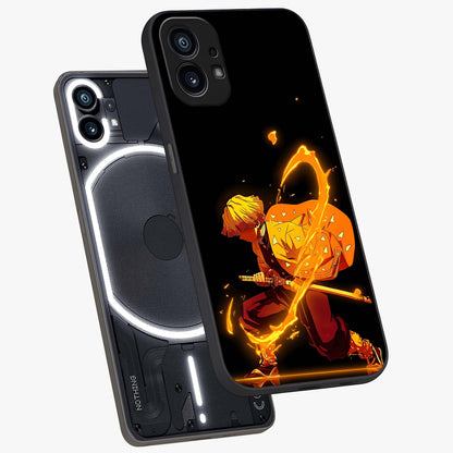 Thunder Flame Execution Glass Case displayed in angled mockup highlighting dramatic fire themed design with intense fantasy aesthetic.