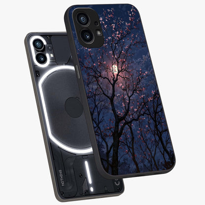Twilight Sakura Serenade Glass Case displayed in angled mockup highlighting delicate sakura flower design with dreamy aesthetic.