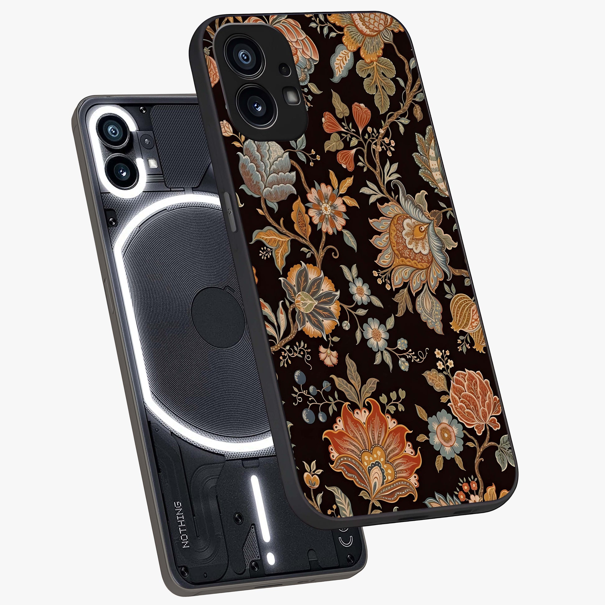 Vintage Floral Dream Glass Case displayed in angled mockup highlighting elegant vintage flower design with soft aesthetic style.