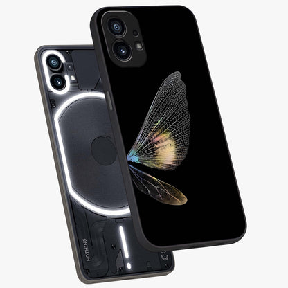 Whispers Of Wings Glass Case displayed in angled mockup highlighting soft feather design with celestial aesthetic style.