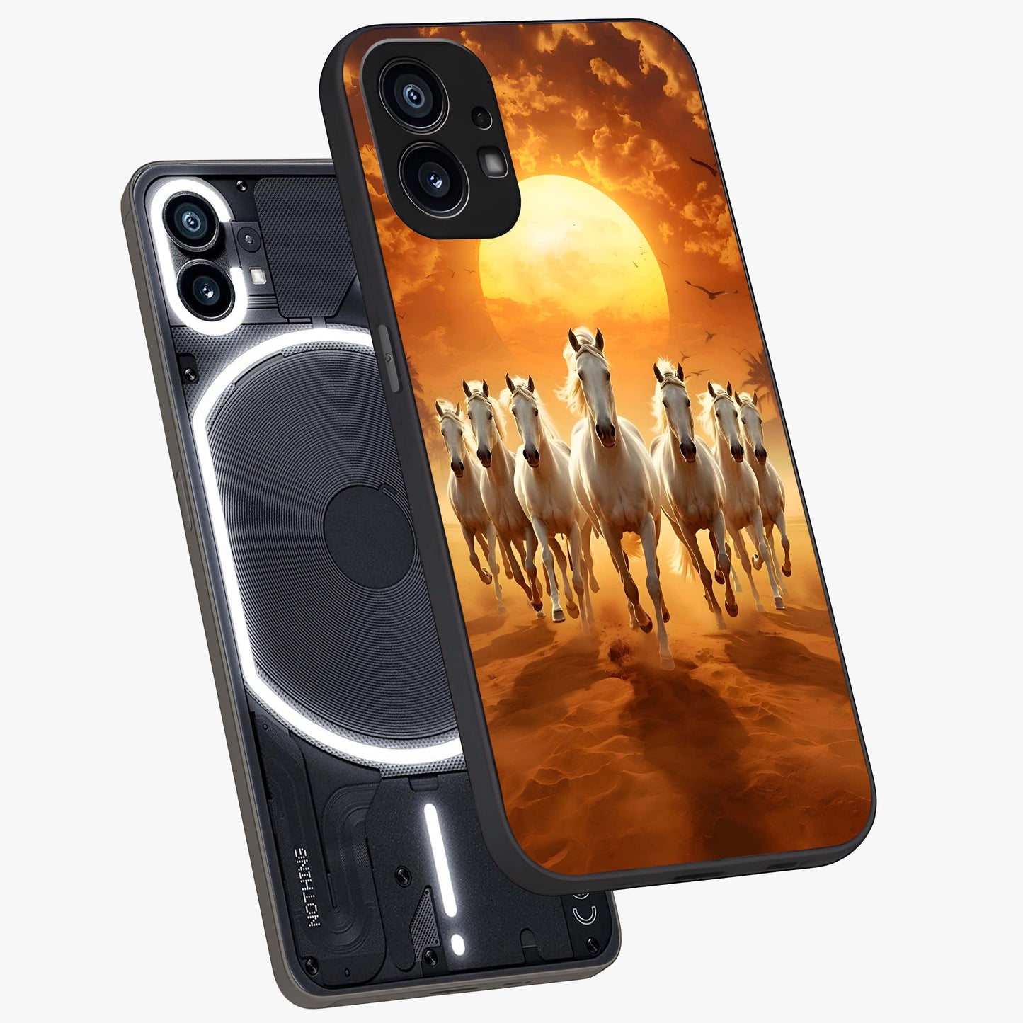 Wild Sunset Majesty Glass Case displayed in angled mockup highlighting vibrant sunset sky design with scenic aesthetic.