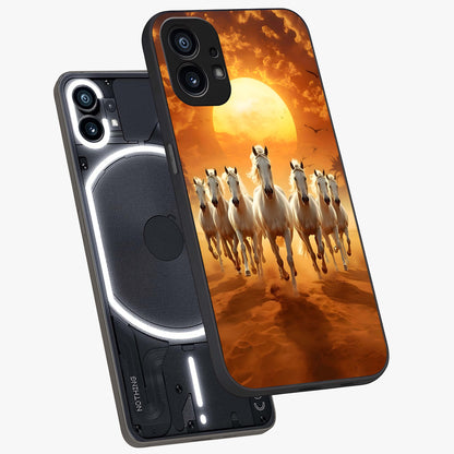 Wild Sunset Majesty Glass Case displayed in angled mockup highlighting vibrant sunset sky design with scenic aesthetic.