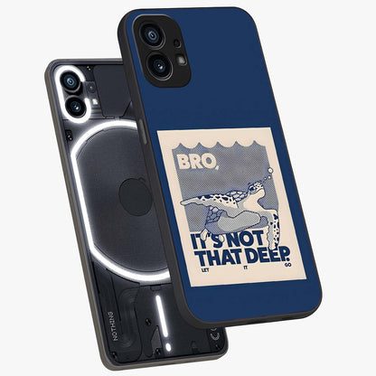 Worry Less Swim Glass Case displayed in angled mockup highlighting fun typography design with relaxed aesthetic style.