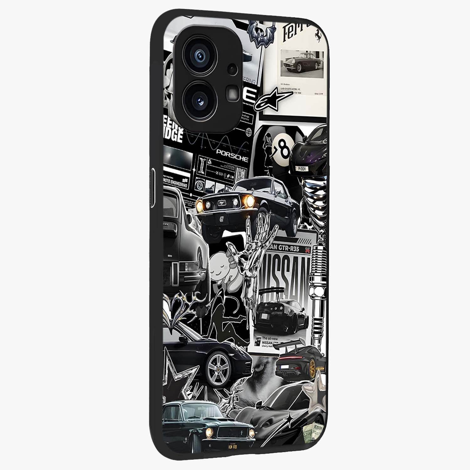 Aesthetic Dark Love Glass Case upright view showcasing dramatic romantic artwork with modern aesthetic style.