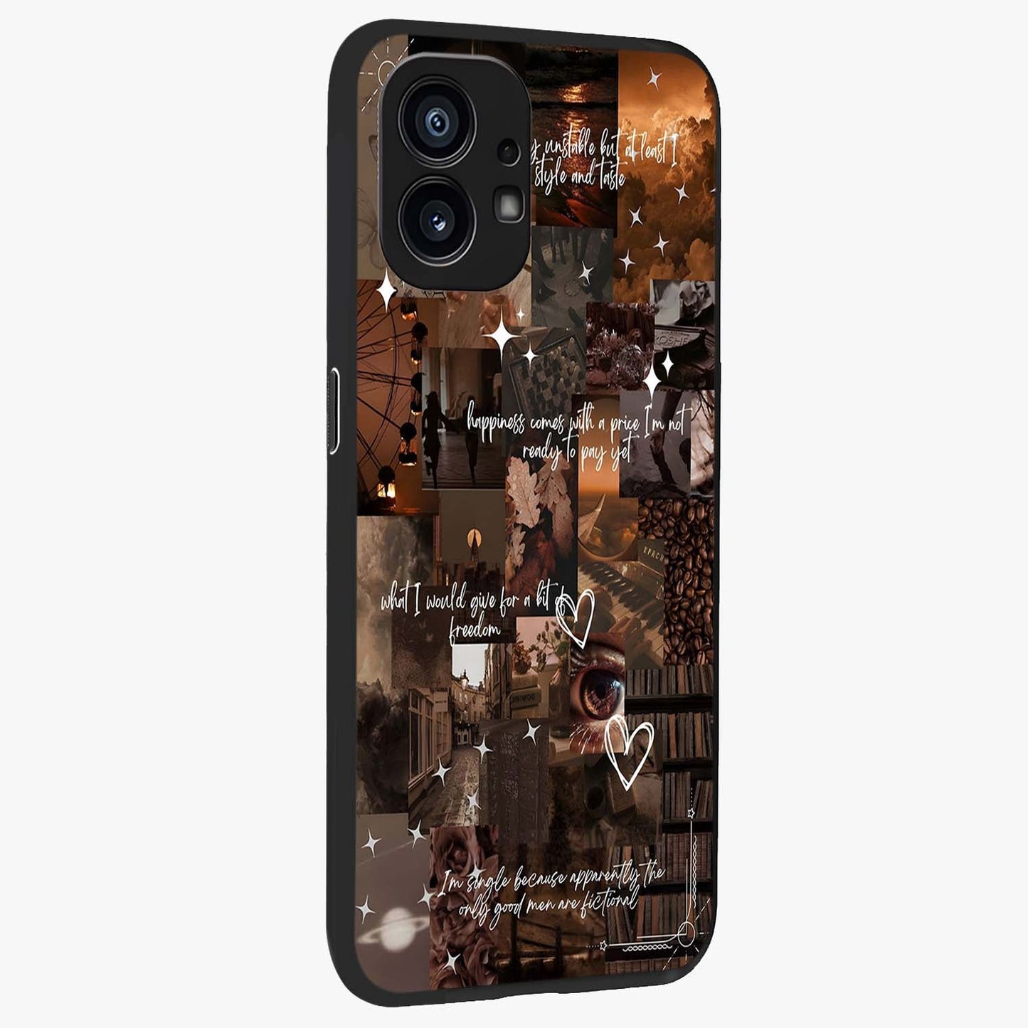 Bittersweet Aesthetic Chaos Glass Case upright view showcasing bold artistic chaos design with modern aesthetic style.