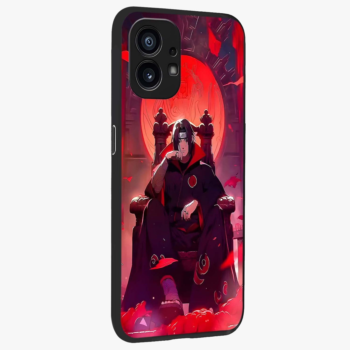 Blood Moon Sovereign Glass Case upright view showcasing powerful moon inspired artwork with cosmic aesthetic style.