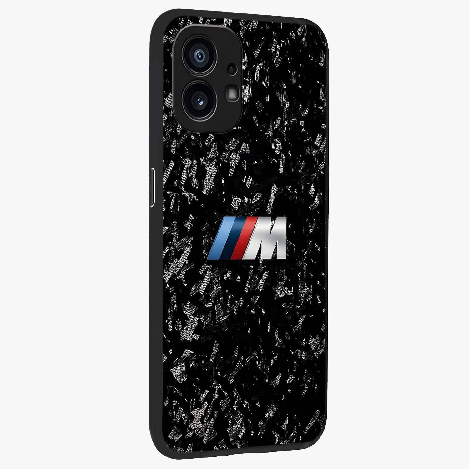 Carbon Speed Mark Glass Case upright view showcasing modern carbon speed graphic with bold automotive theme.