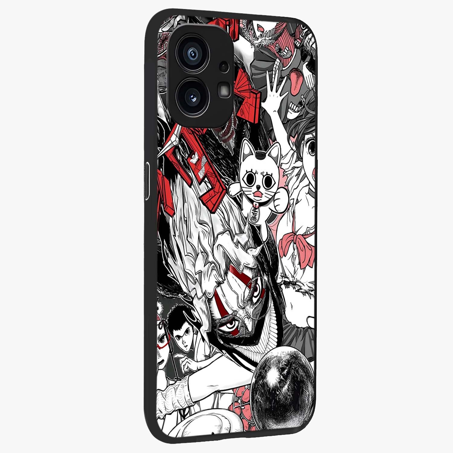 Crimson Chaos Panel Glass Case upright view showcasing intense crimson artwork with dramatic aesthetic style.