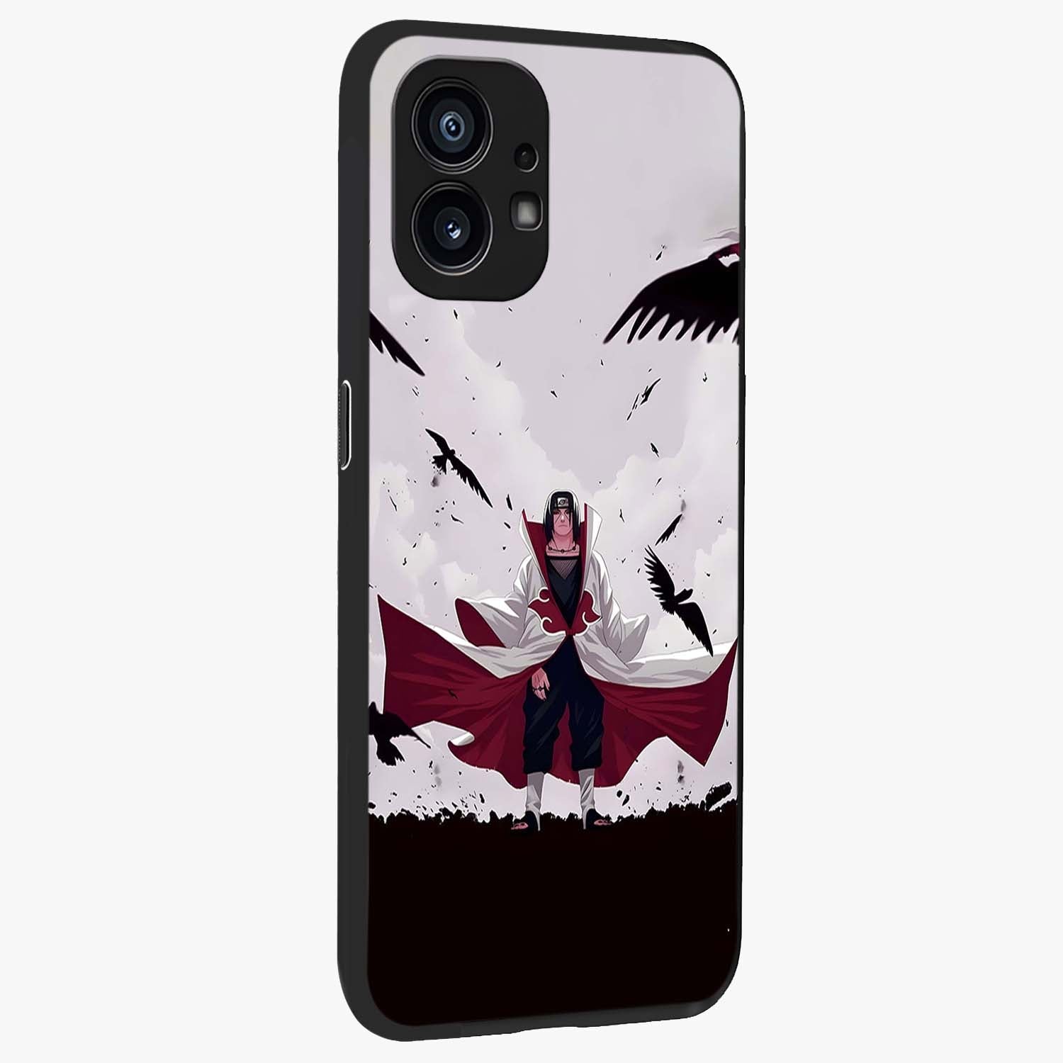 Crimson Crow Ascension Glass Case upright view showcasing dramatic crow artwork with bold gothic theme.