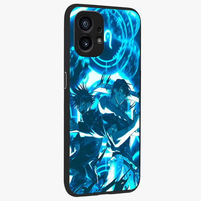 Cursed Energy Clash Glass Case upright view showcasing dramatic clash artwork with bold supernatural theme.