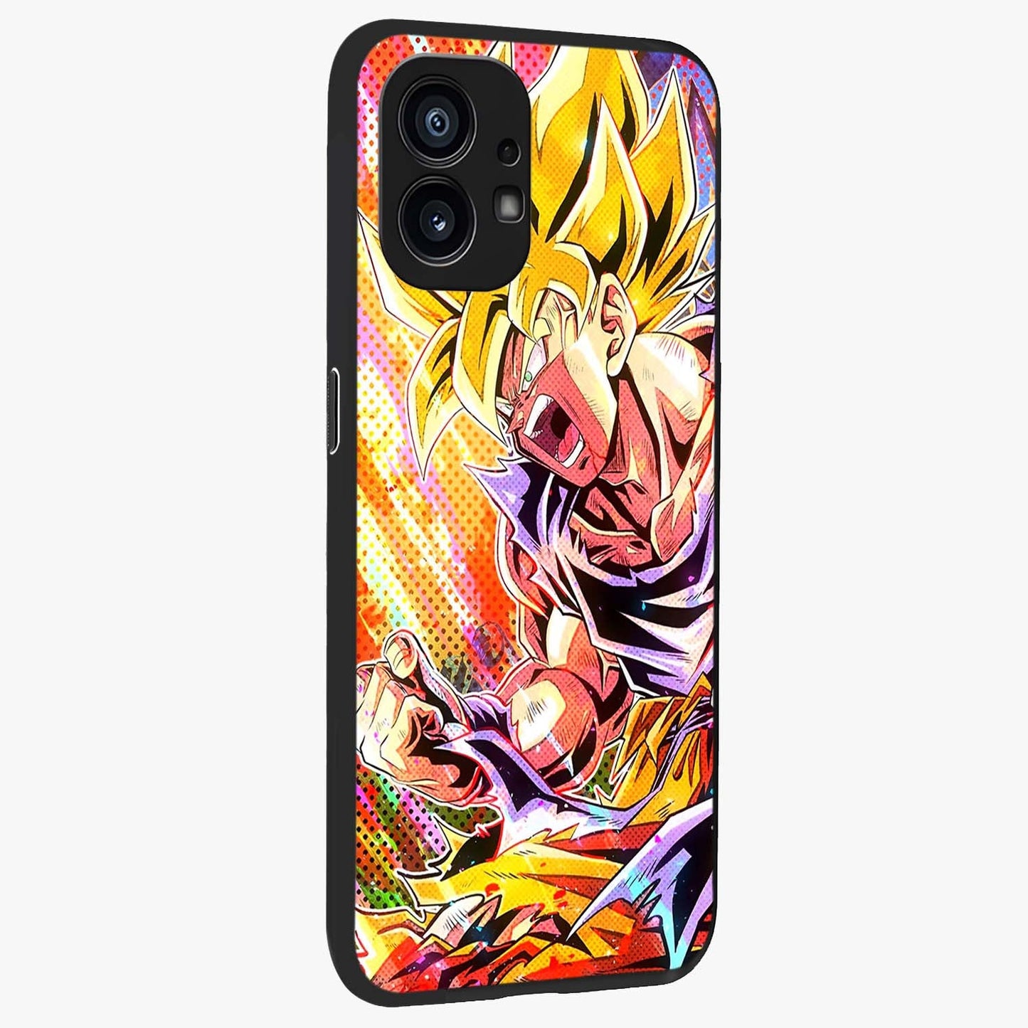 Firing Goku Glass Case upright view showcasing energetic anime artwork with bold warrior theme.