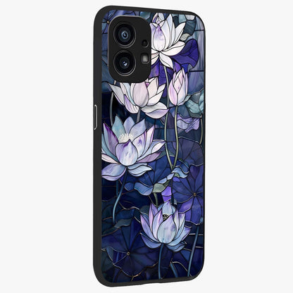 Gloss Petal Rush Glass Case upright view showcasing dynamic floral petal artwork with modern botanical theme.