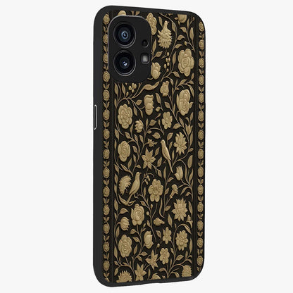 Golden Evil Eye Mandala Glass Case upright view showcasing decorative evil eye mandala artwork with spiritual aesthetic style.