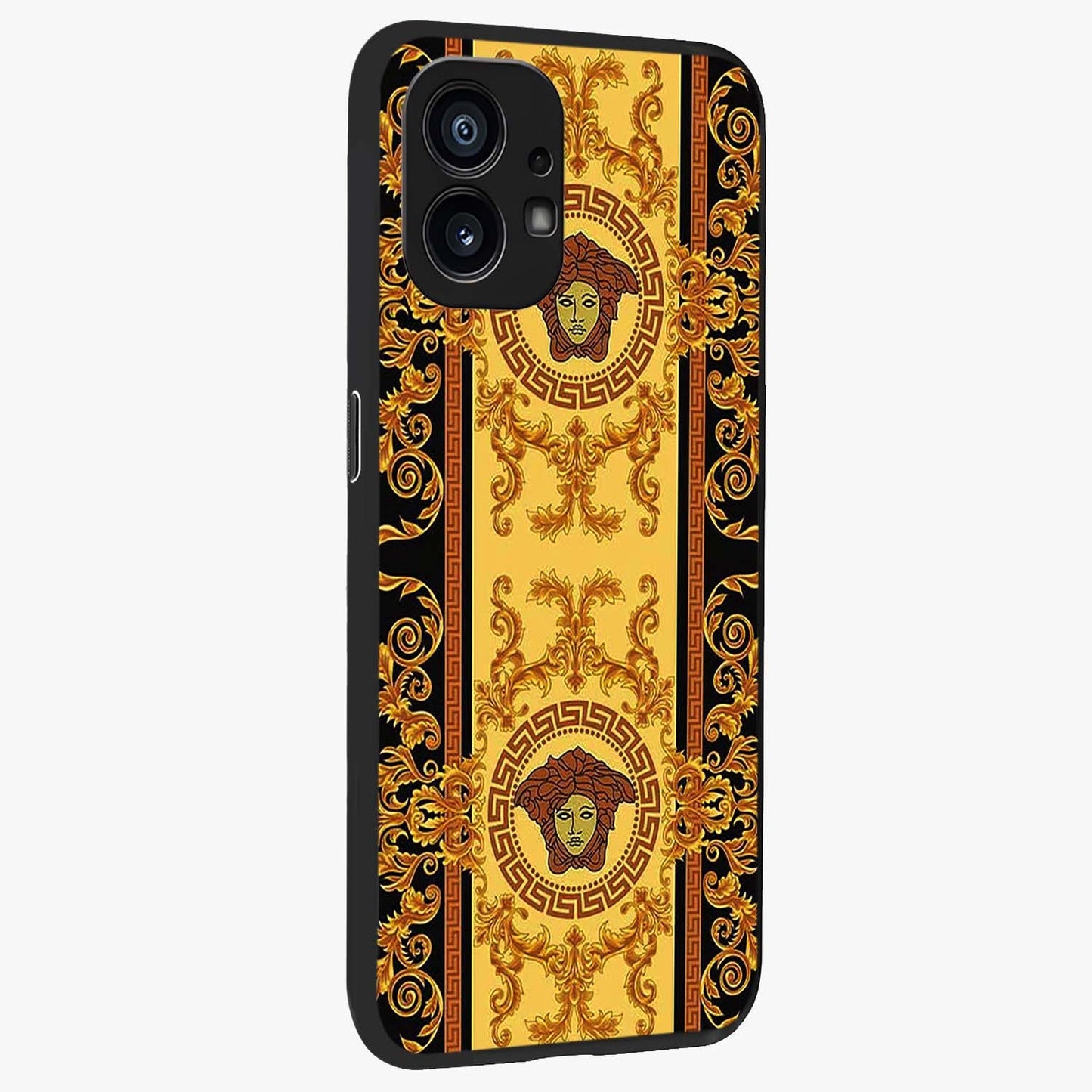 Golden Lotus Glow Glass Case upright view showcasing luminous lotus artwork with peaceful divine theme.