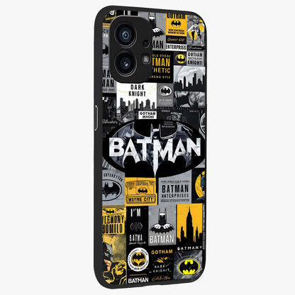 Knight Gotham Rise Glass Case upright view showcasing bold vigilante themed artwork with gothic city vibe.