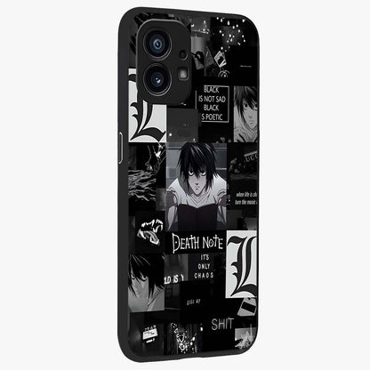 Midnight Chaos Mind Glass Case upright view showcasing expressive abstract artwork with bold dark theme.
