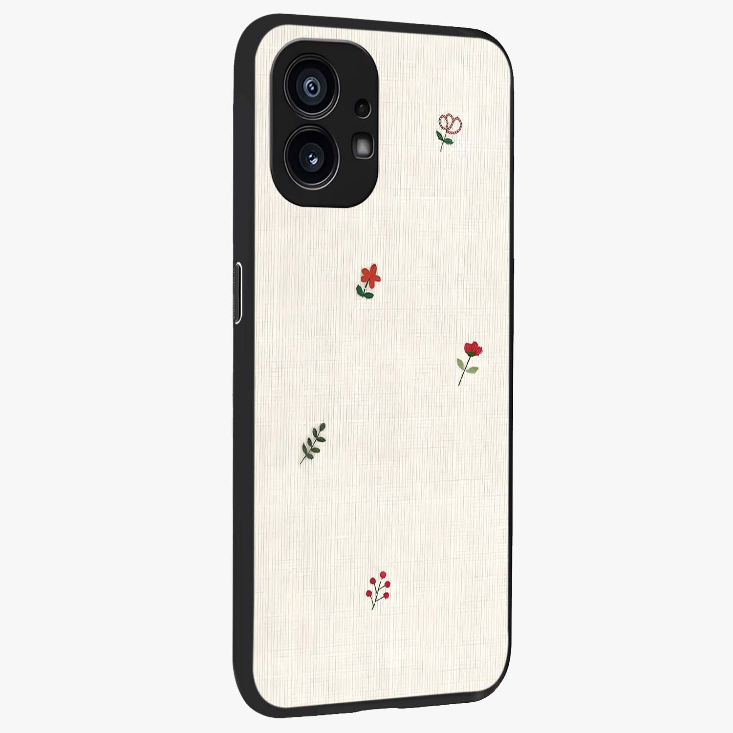 Minimalistic Blue With White Flower Pattern Glass Case upright view showcasing clean white flower artwork with calming blue theme.
