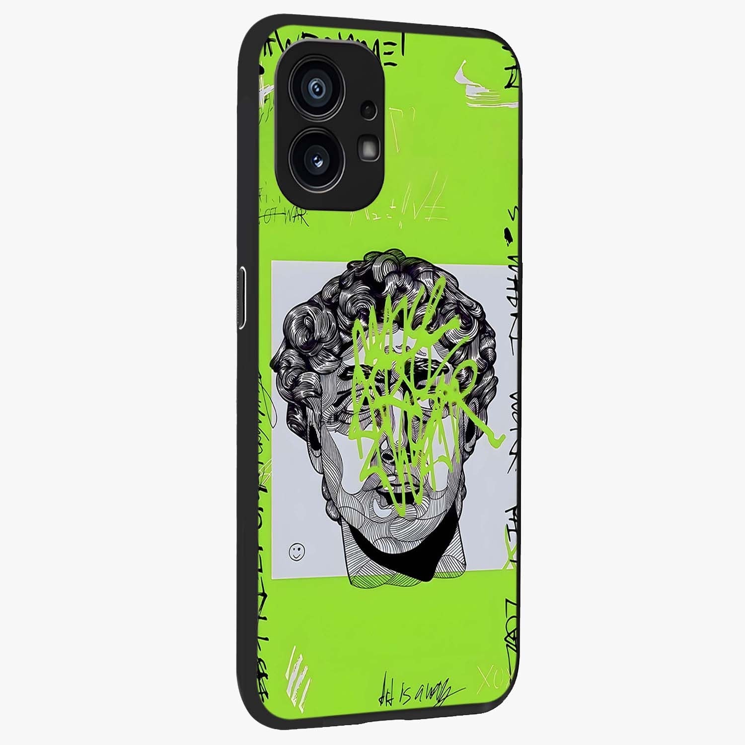 Neo Graffiti Rebellion Glass Case upright view showcasing colorful graffiti artwork with bold modern street style.