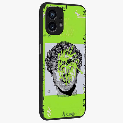 Neo Graffiti Rebellion Glass Case upright view showcasing colorful graffiti artwork with bold modern street style.