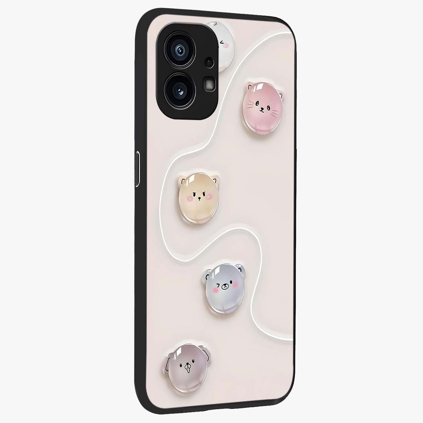 Puffy Face Parade Glass Case upright view showcasing adorable character artwork with cheerful animated theme.