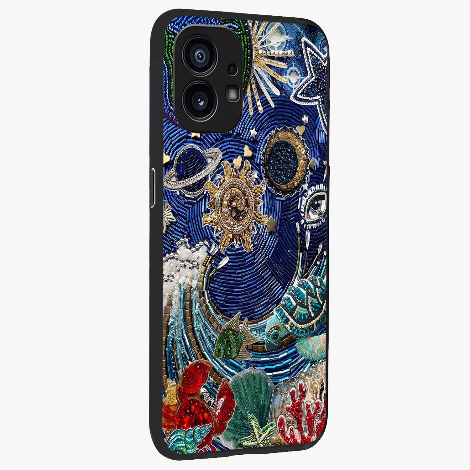 Universe Underwater Spark Glass Case upright view showcasing magical underwater galaxy artwork with vibrant cosmic theme.