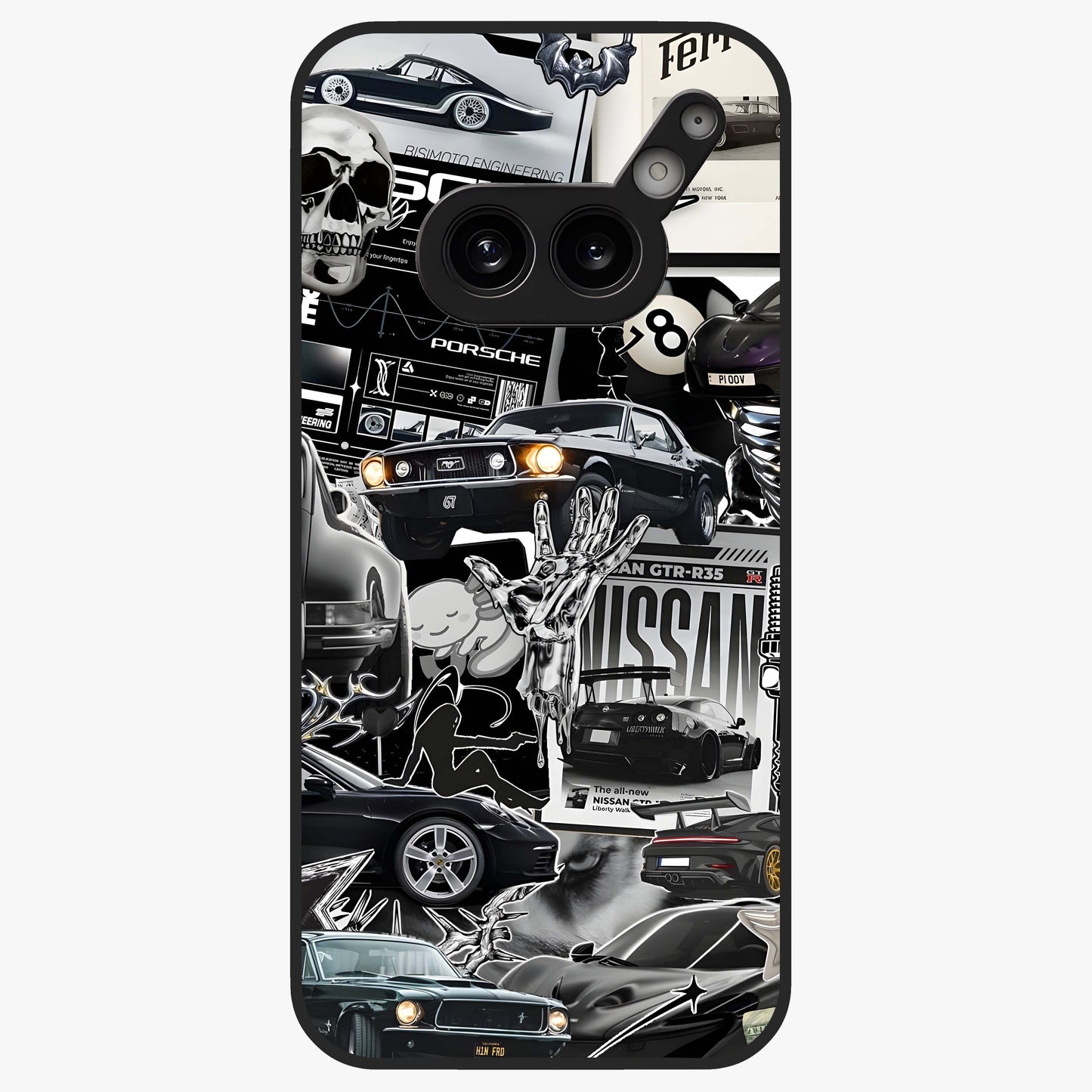 Aesthetic Dark Love Glass Case showing flat back view with dark romantic artwork and glossy glass finish.